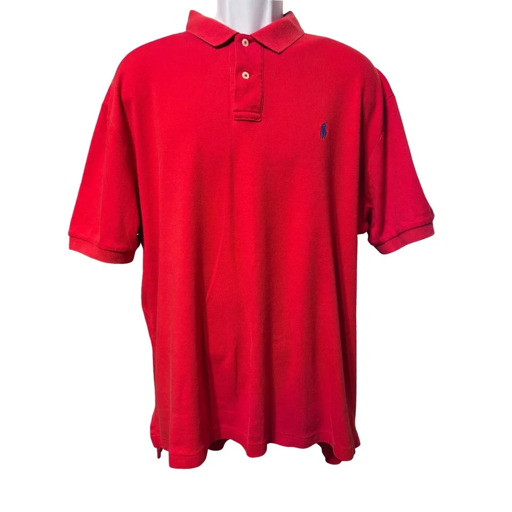 Vintage 80's Polo Ralph Lauren Mens XL Red Short Sleeve Cotton Pony‎ Polo Shirt
